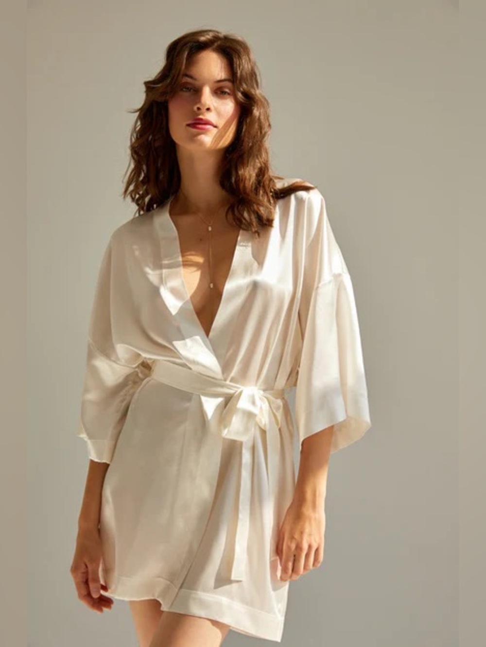 Kiki De Montparnasse Sz XS 100% Silk White Flowy Bridal Short Robe